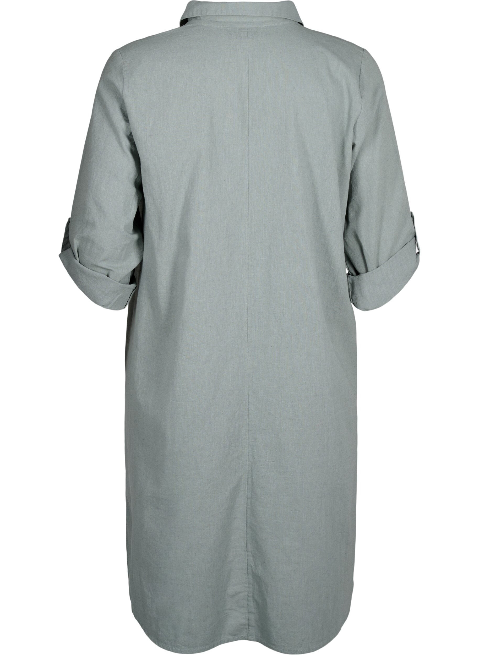 Zizzi Sukienka z dekoltem w szpic wykonana z bawelny i lnu, Chinois Green, Packshot image number 1