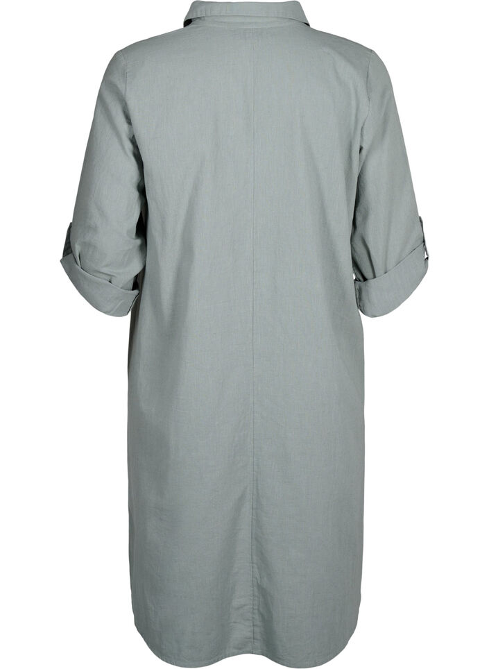 Sukienka z dekoltem w szpic wykonana z bawelny i lnu, Chinois Green, Packshot image number 1