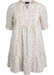 Krótka wiskozowa sukienka o trapezowym kroju wykonczona koronka, Biały, Packshot image number 0