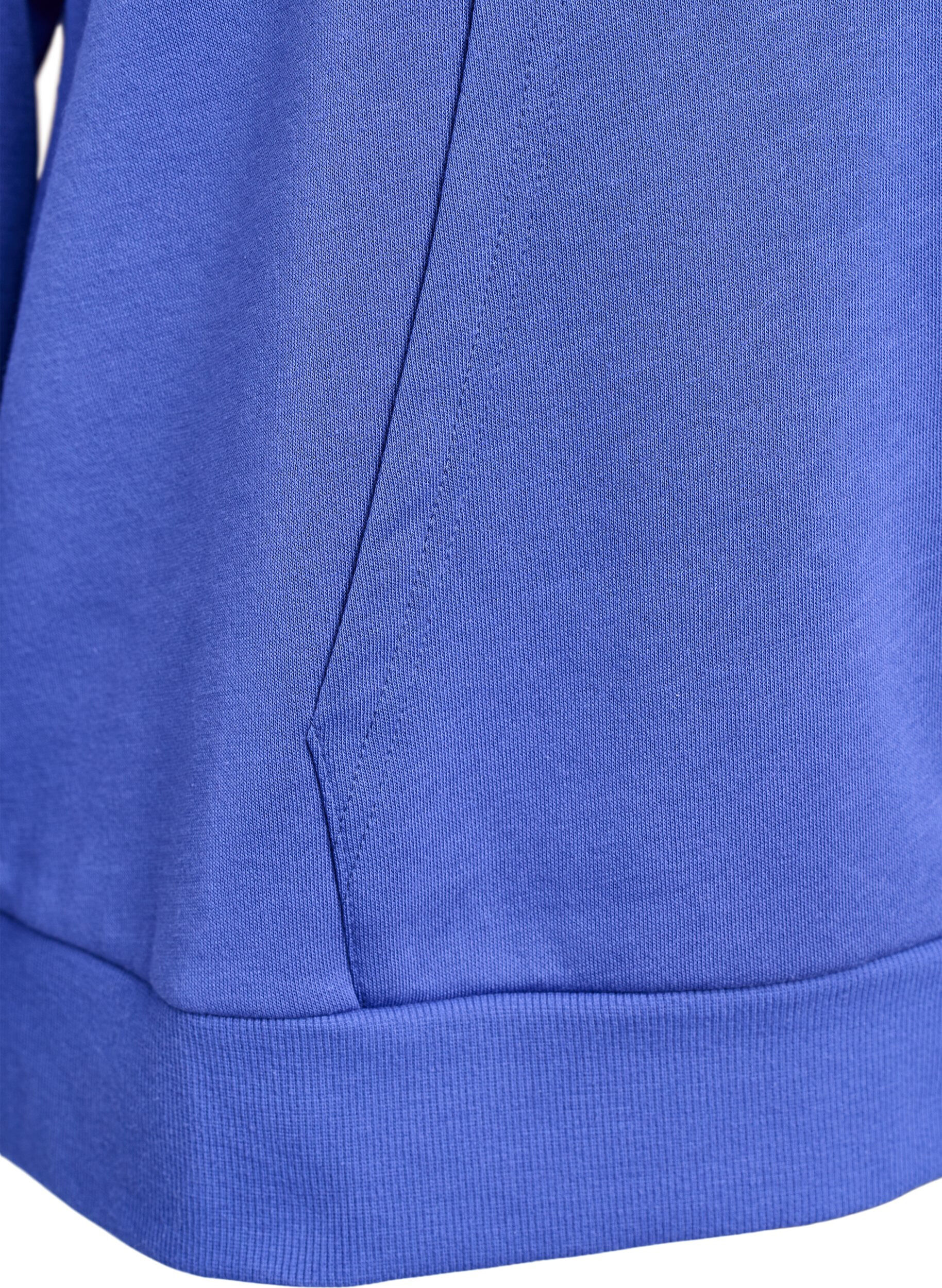 ZizziBluza z kapturem z haftowanym motywem z przodu, Niebieskie, Packshot image number 3