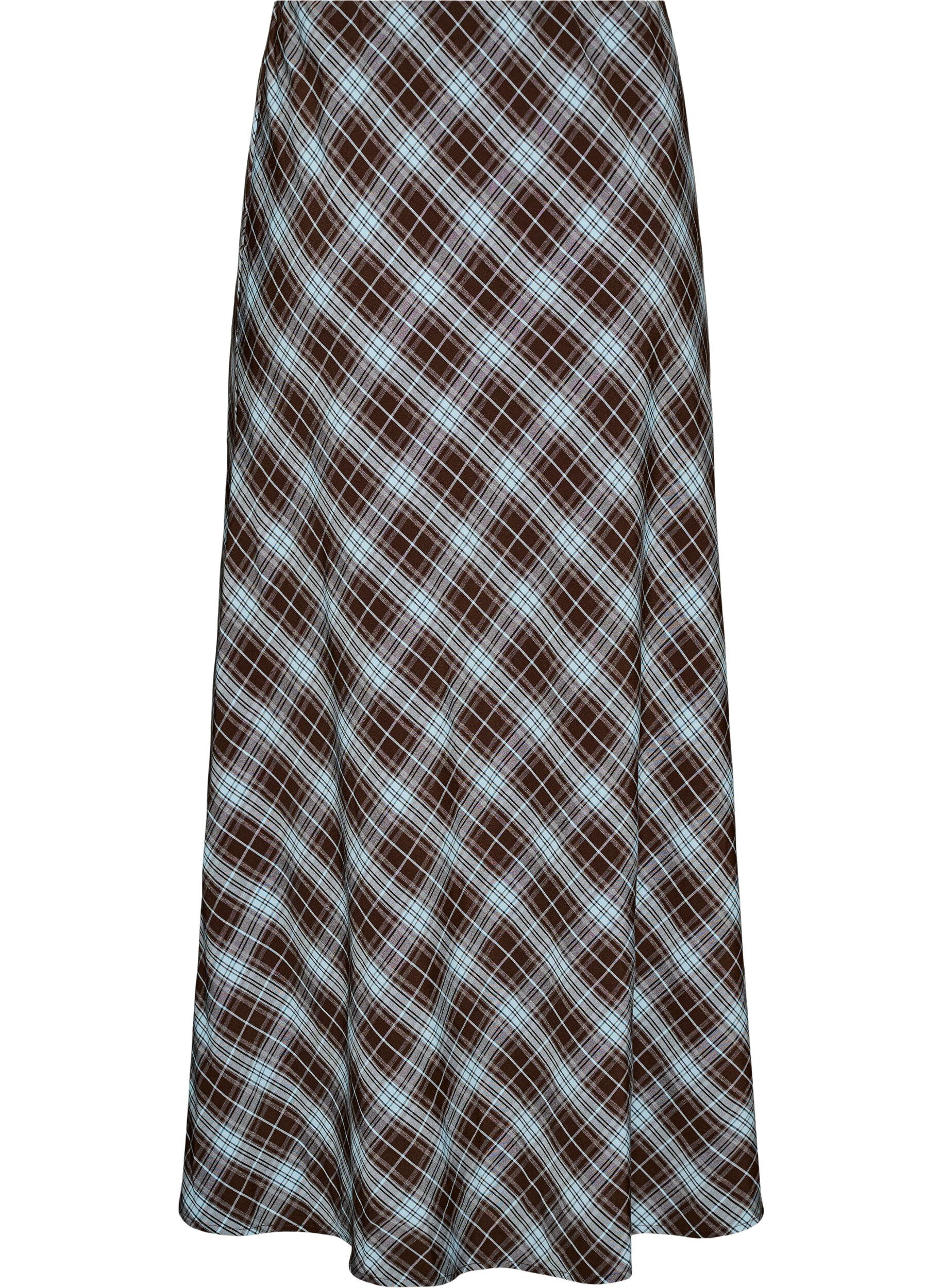 ZizziTrapezowa sp&oacute;dnica maxi w kratke, Niebieskie, Packshot image number 1