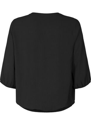 Bluzka z marszczeniem i rekawami 3/4, Black, Packshot image number 1