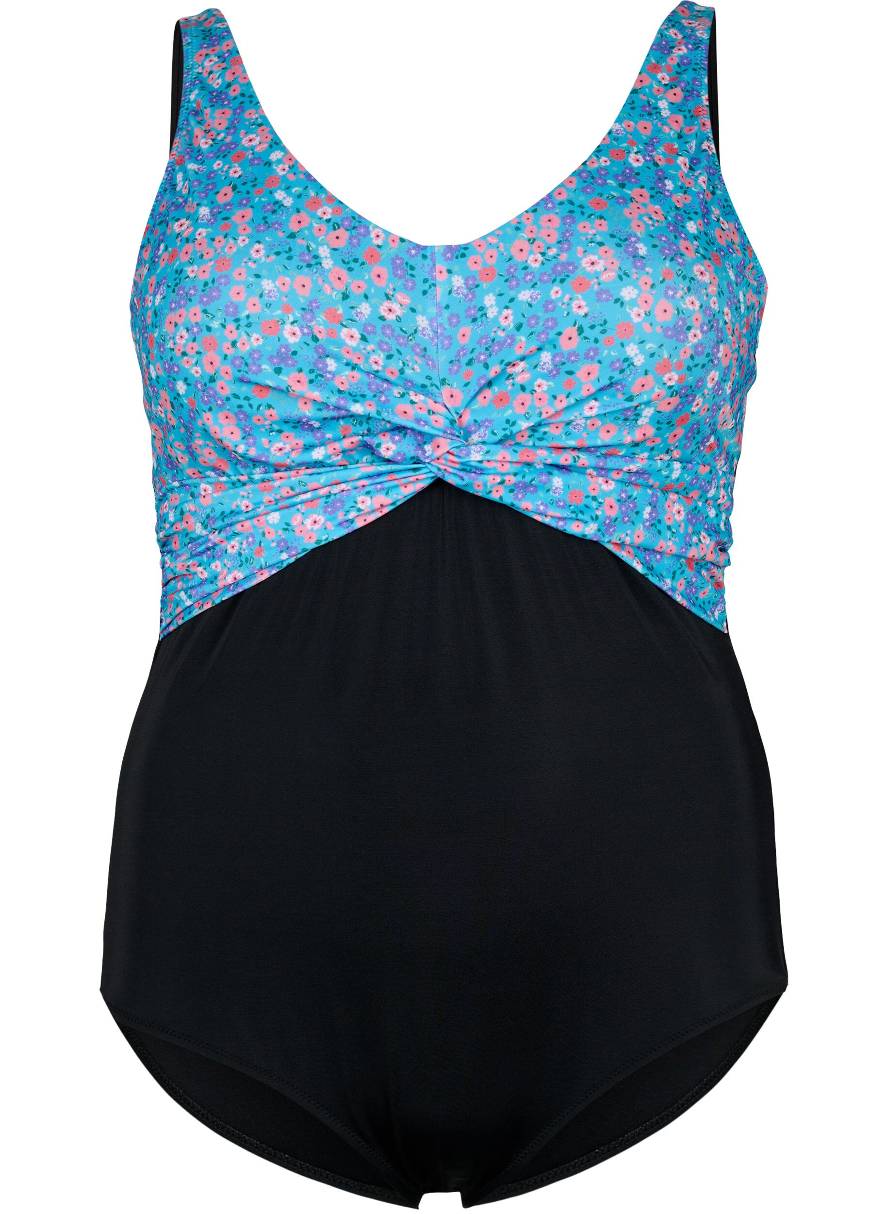 Zizzi Str&oacute;j kapielowy z fiszbinami i regulowanymi ramiaczkami, Black Ditsy Print, Packshot image number 0