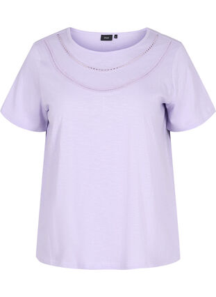 Bawelniana koszulka z koronkowa wstazka, Lavender, Packshot image number 0