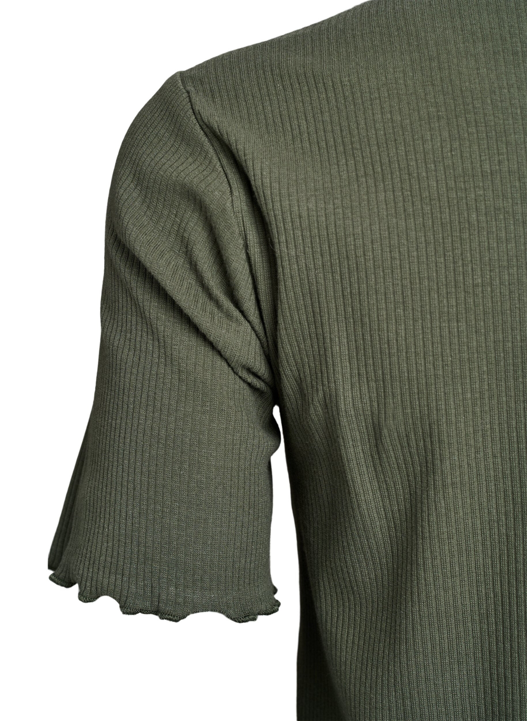 Zizzi Sukienka do kolan wykonana z prazkowanej dzianiny, Zielony, Packshot image number 3