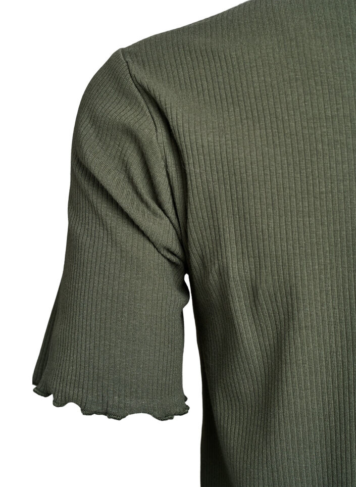 Sukienka do kolan wykonana z prazkowanej dzianiny, Zielony, Packshot image number 3