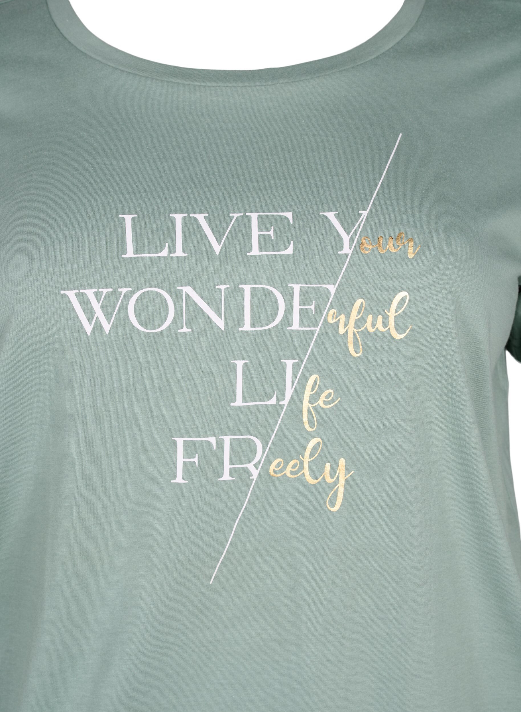 Zizzi Bawelniana koszulka z&nbsp;kr&oacute;tkim rekawem i&nbsp;gumka na dole, Chinois G. W. Live, Packshot image number 2