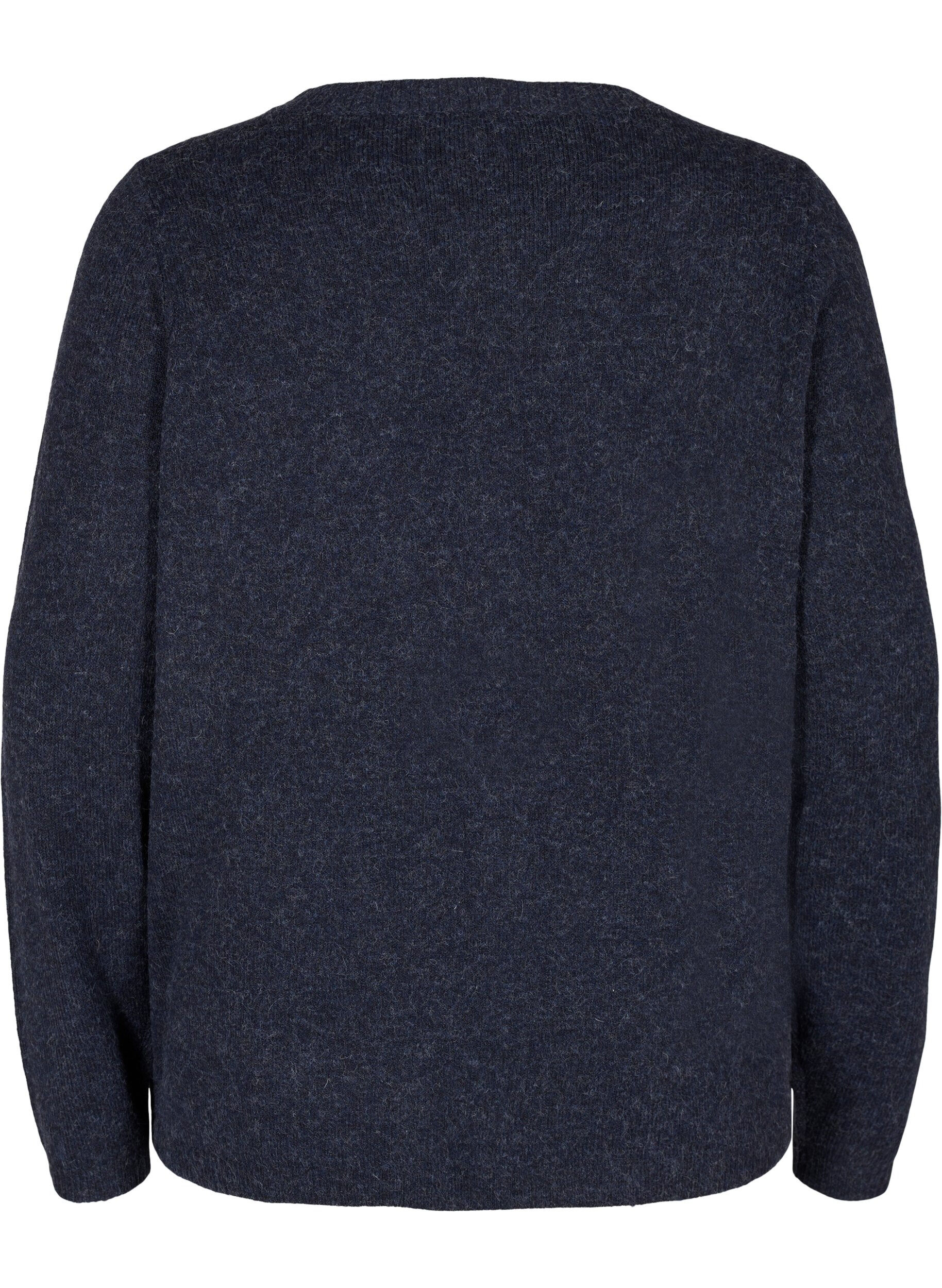 Zizzi Short melange knitted cardigan with button fastening, Night Sky Mel., Packshot image number 1