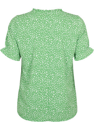 Bluzka z krótkim rekawem i nadrukiem (GRS), Green Ditsy, Packshot image number 1
