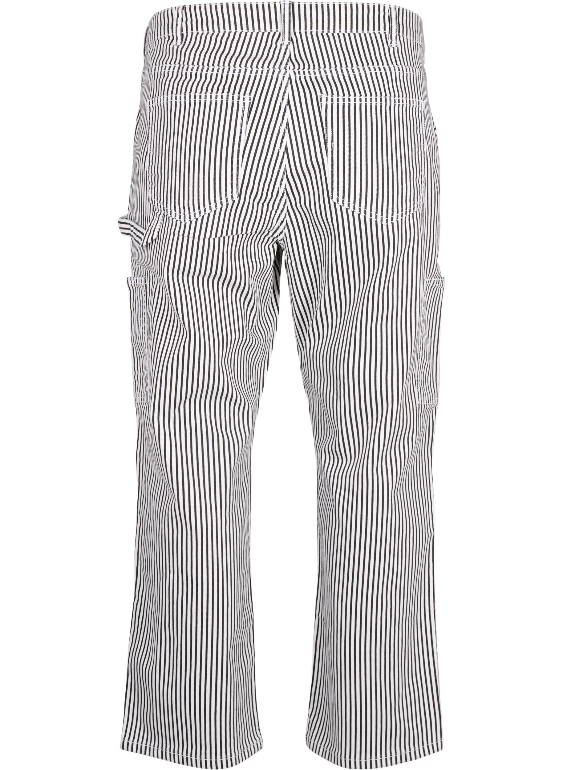 Zizzi  Jeansowe boj&oacute;wki w paski o prostym kroju, Black White Stripe, Packshot image number 1