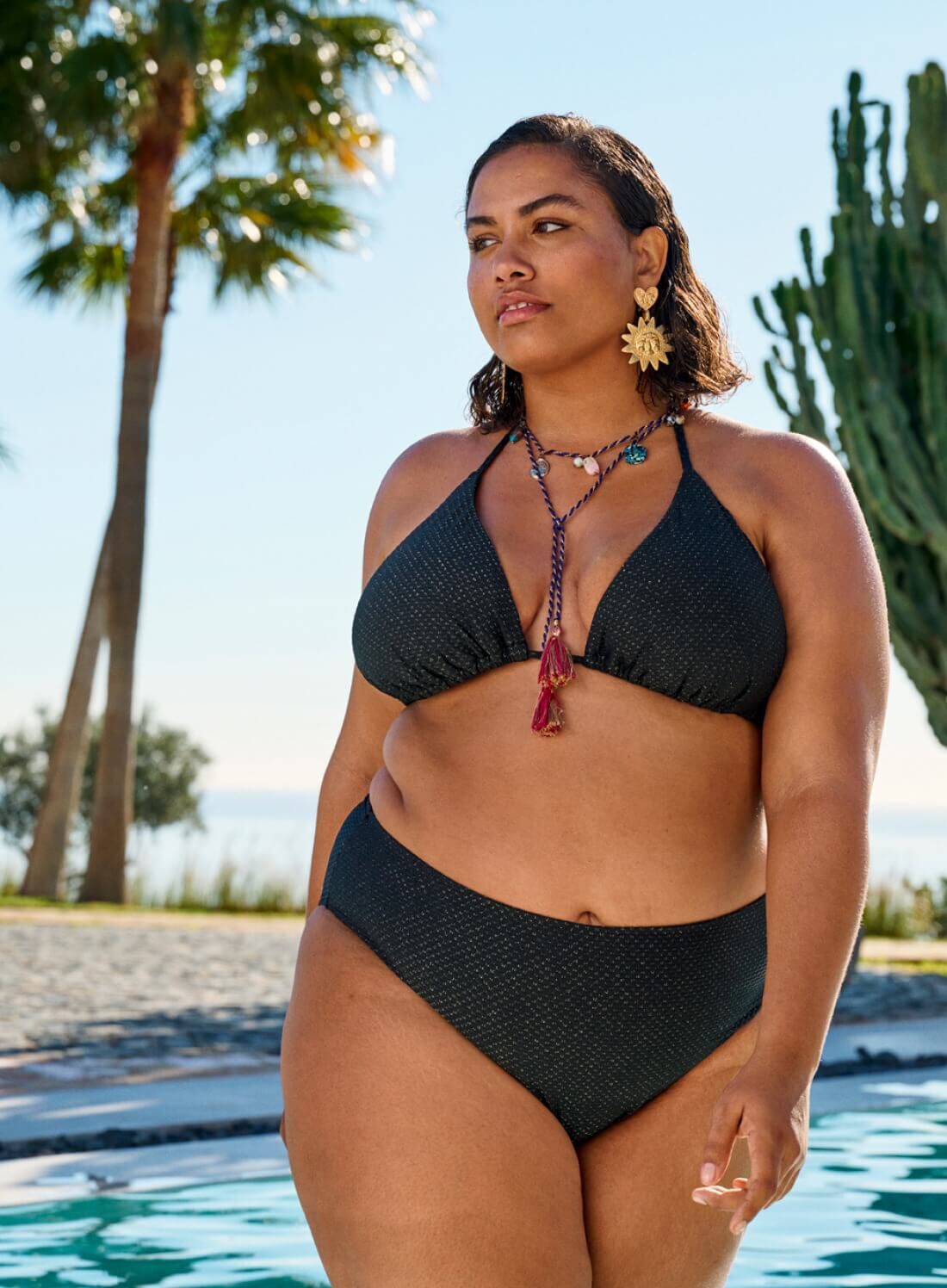 Zizzi Tr&oacute;jkątne bikini z brokatem, , Model
