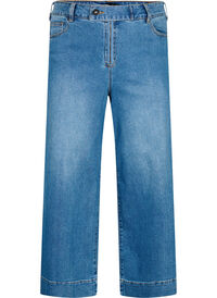 Krótkie jeansy z rozkloszowanymi nogawkami