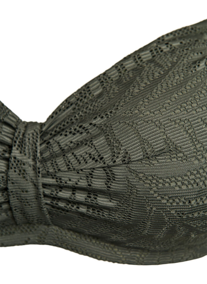 Biustonosz bikini z fakturowana siateczka i wyjmowanymi wkladkami, Zielony, Packshot image number 2