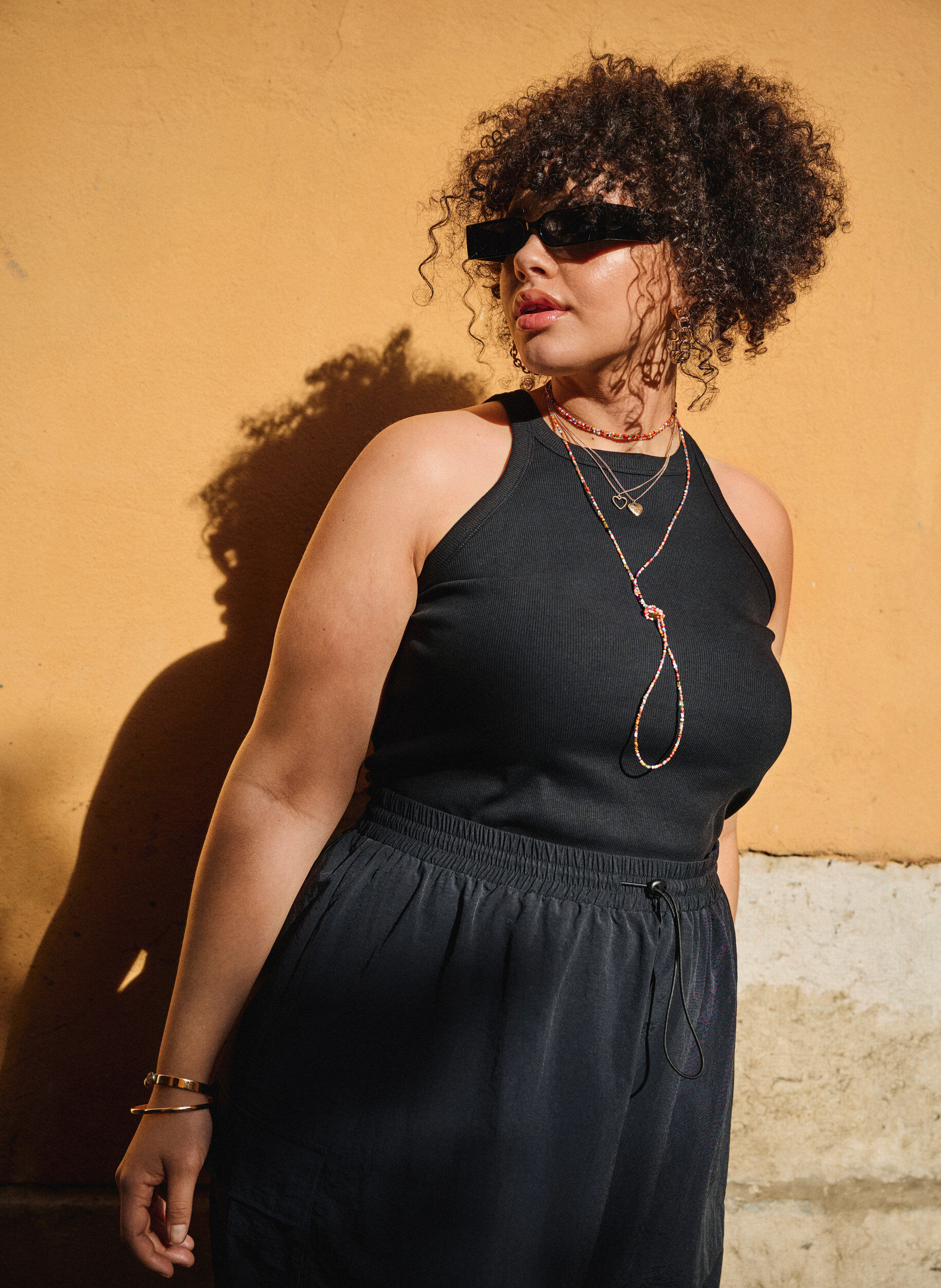 Zizzi Prazkowany bawelniany tank top, Black, Image image number 0