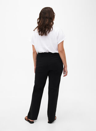 Klasyczne spodnie z mieszanki wiskozy, Black, Model image number 1