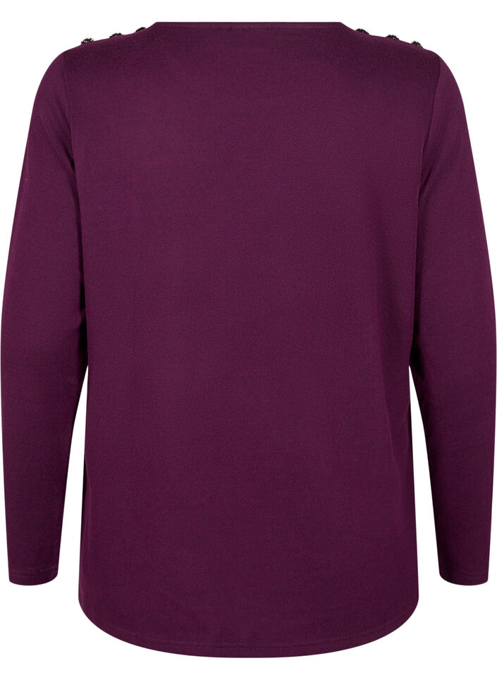 Bluzka z ozdobnymi guzikami, Fioletowy, Packshot image number 1