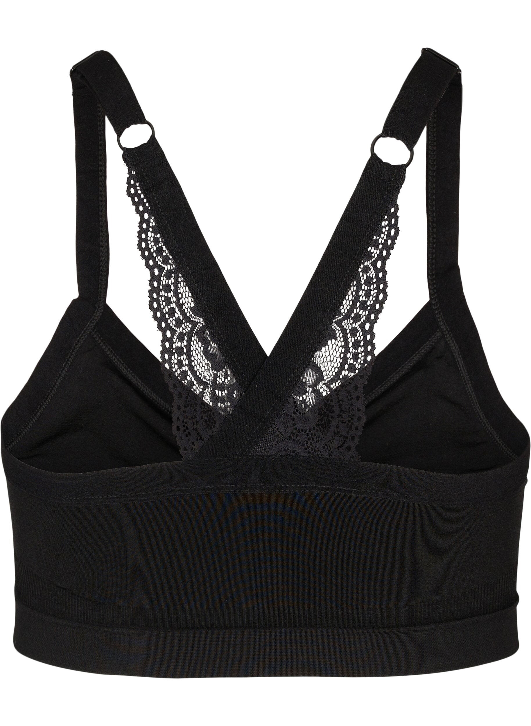 Zizzi Soft bra with lace back, Black, Packshot image number 1