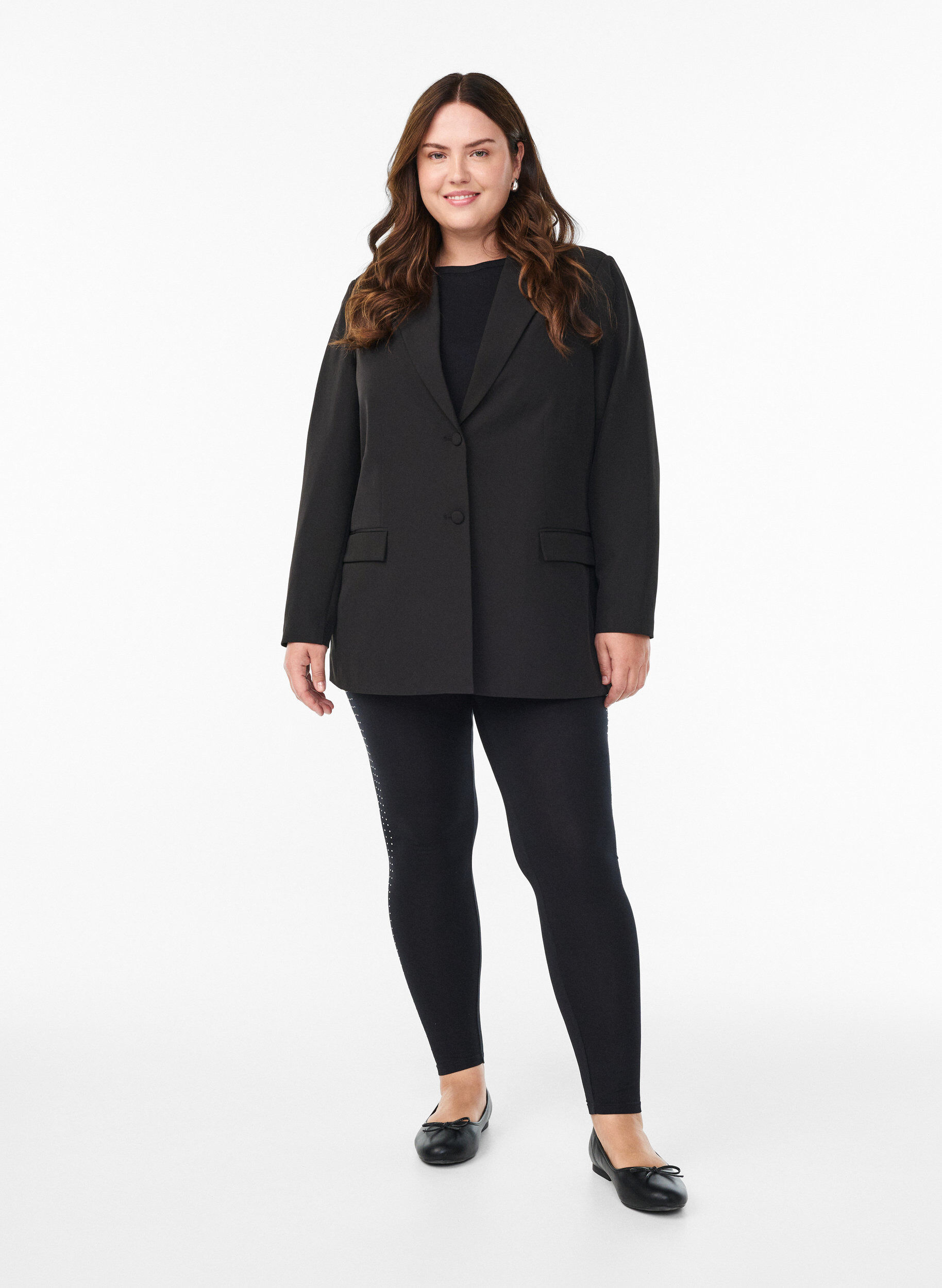 Zizzi Legginsy z krysztalkami, Czarne, Model image number 1