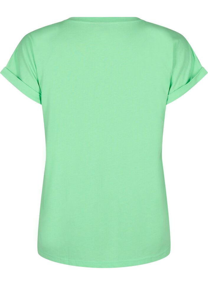T-shirt z kr&oacute;tkim rekawem z mieszanki bawelny, Zielony, Packshot