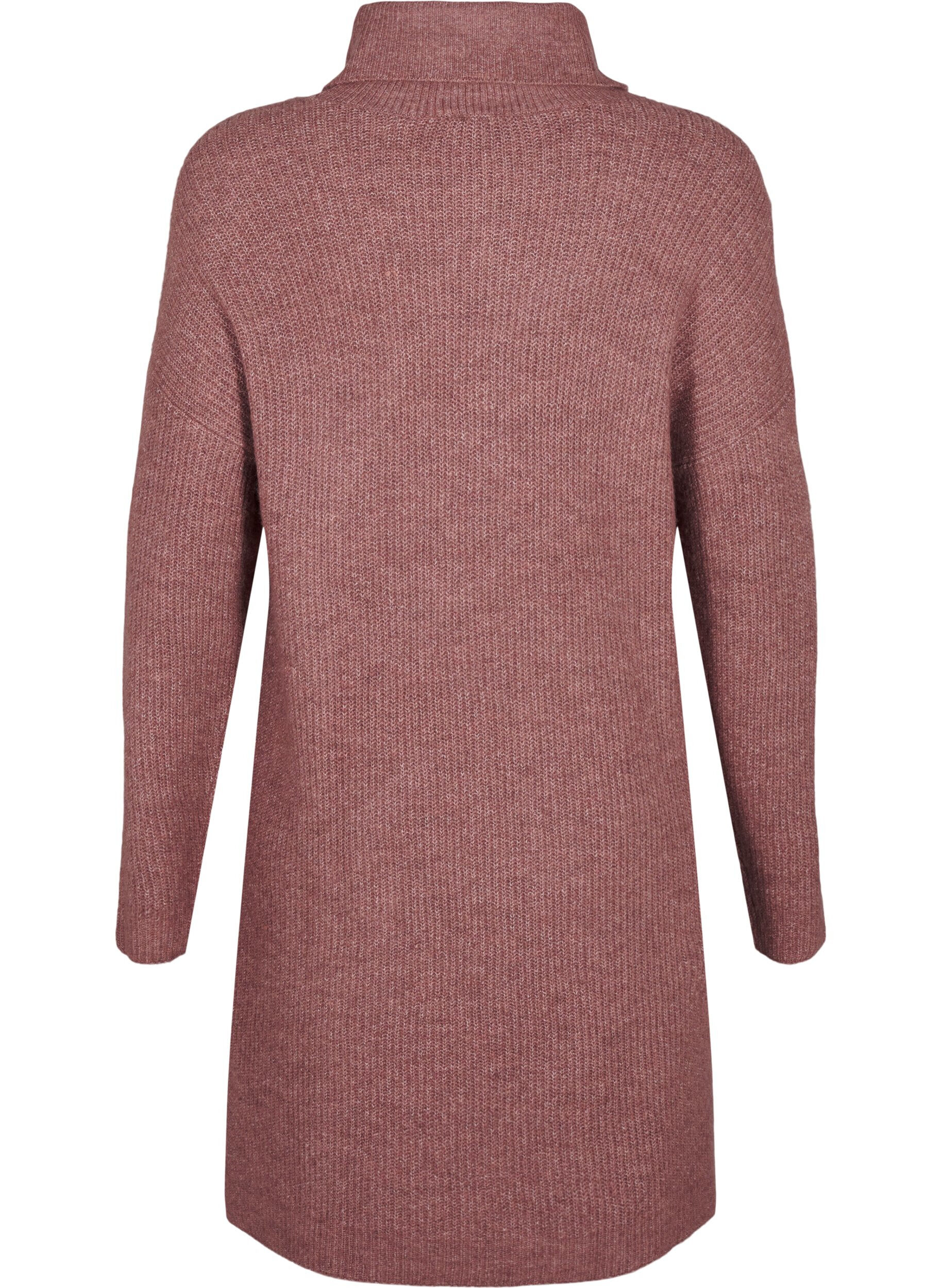 Zizzi FLASH - Dzianinowa sukienka z golfem, R&oacute;żowy, Packshot image number 1