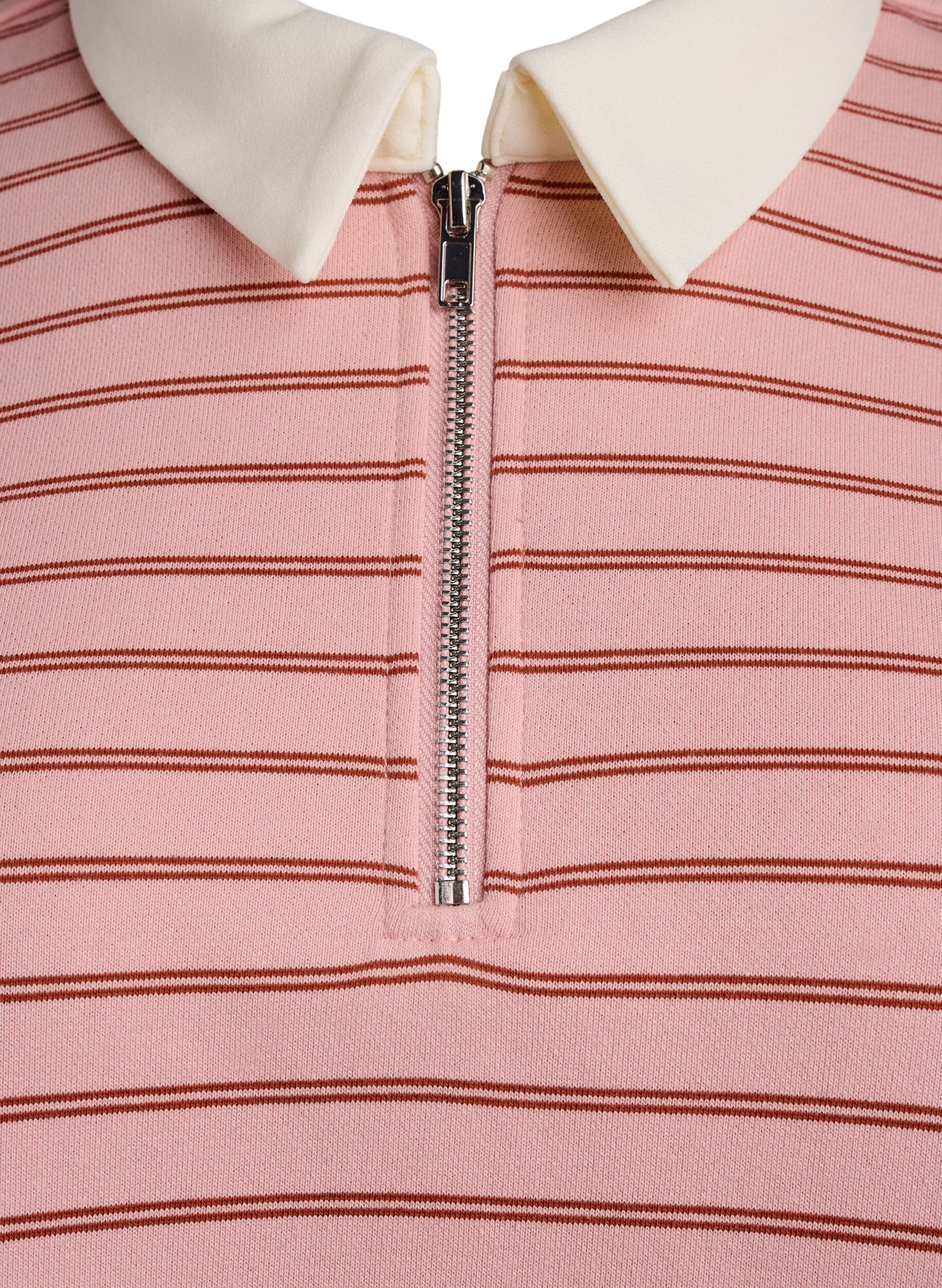 Zizzi Koszulka polo w paski z zamkiem blyskawicznym, R&oacute;żowy, Packshot image number 2