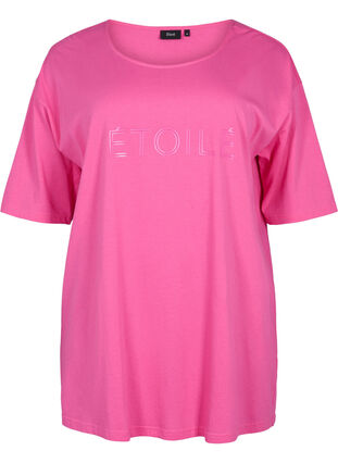 Bawelniana koszulka oversize z nadrukiem, Shocking Pink ÉTOILÉ, Packshot image number 0