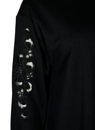 Sukienka dresowa z haftowanymi detalami, Black, Packshot image number 3