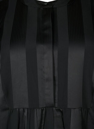 Trapezowa sukienka w paski z 1/2 rekawami, Black, Packshot image number 2