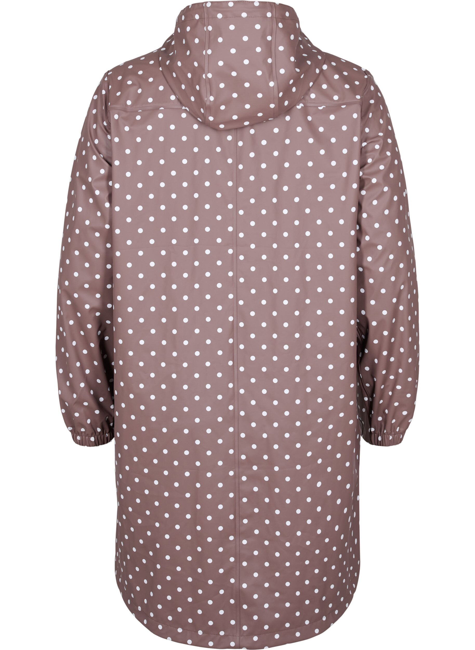 Zizzi Hooded polka dot rain jacket, Iron W/White dot, Packshot image number 1