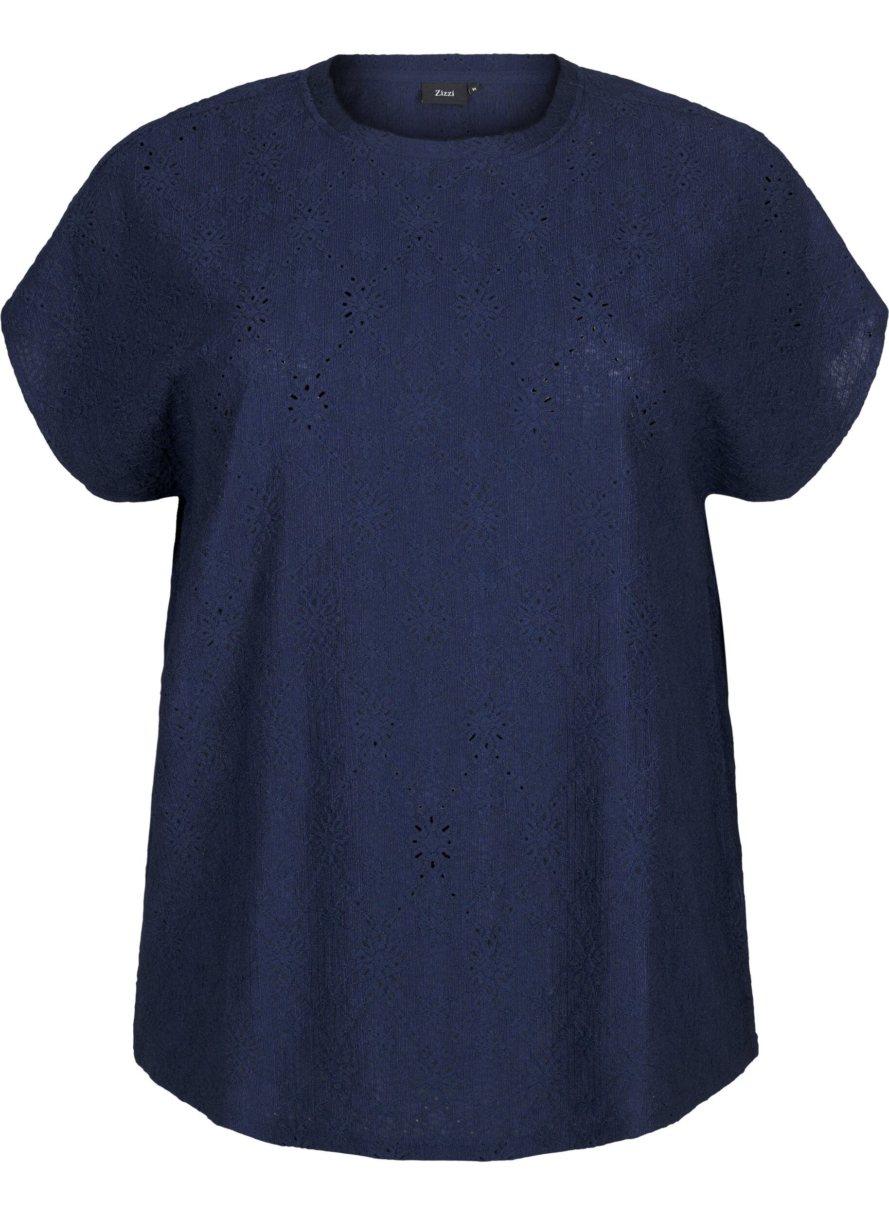 Zizzi Bluzka z kr&oacute;tkimi rekawami i kwiatowym haftem, Naval Academy, Packshot image number 0