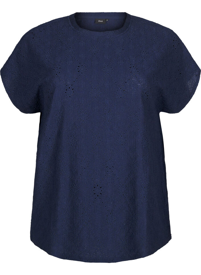 Bluzka z krótkimi rekawami i kwiatowym haftem, Naval Academy, Packshot image number 0