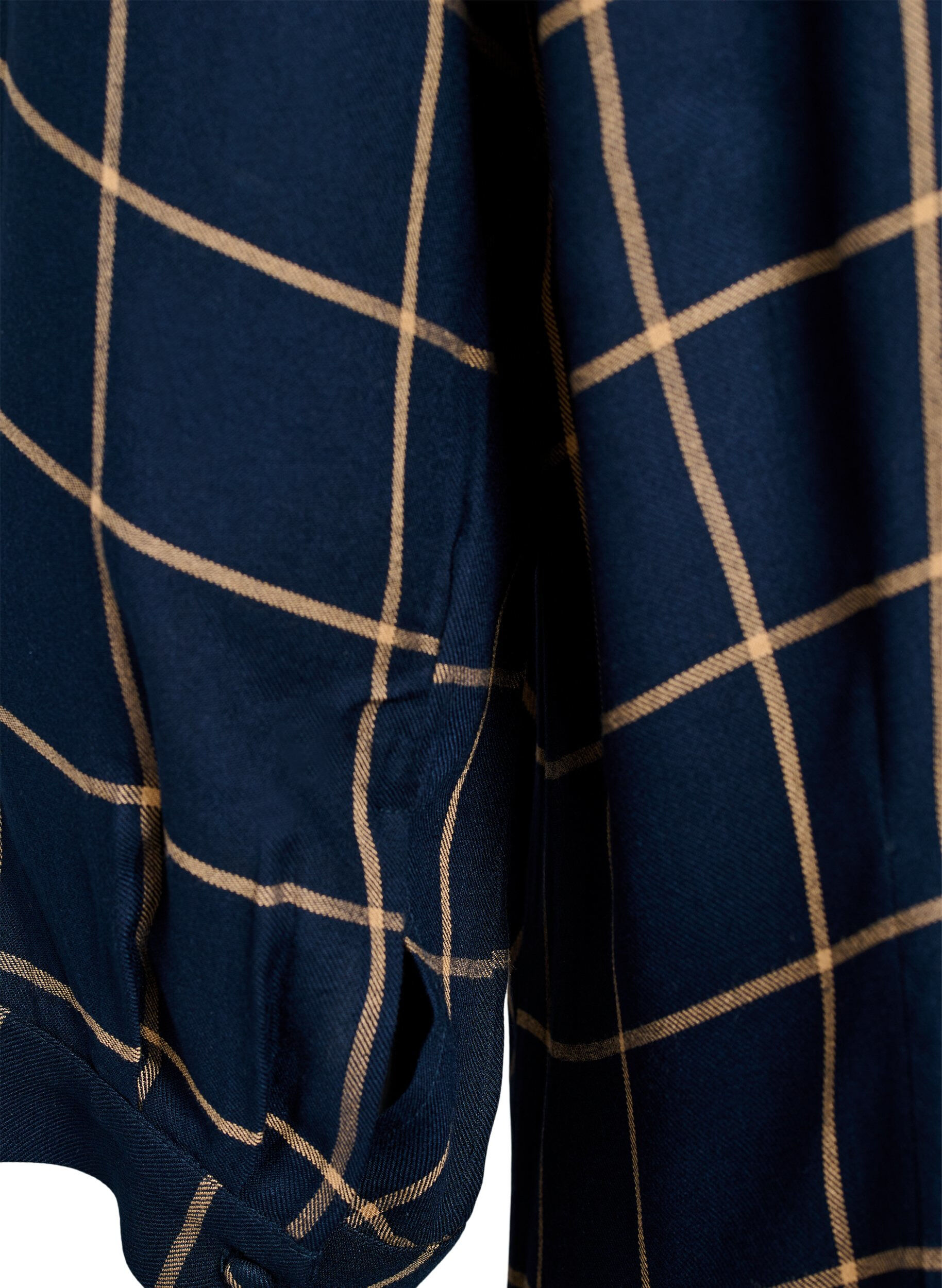 Zizzi Dluga sukienka koszulowa w krate, Niebieskie, Packshot image number 3