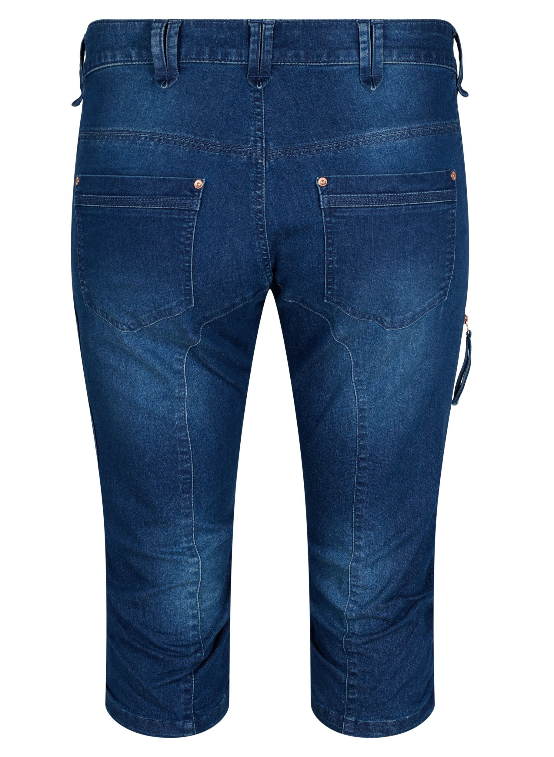Zizzi Waskie jeansy capri z&nbsp;kieszeniami, Niebieskie, Packshot image number 1