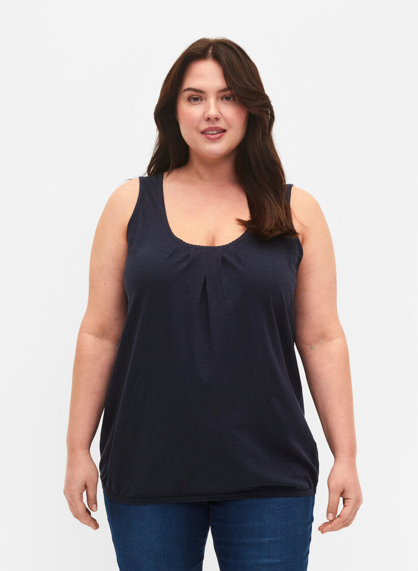 Bawelniany top z koronkowym wykonczeniem, Navy Blazer, Model image number 0