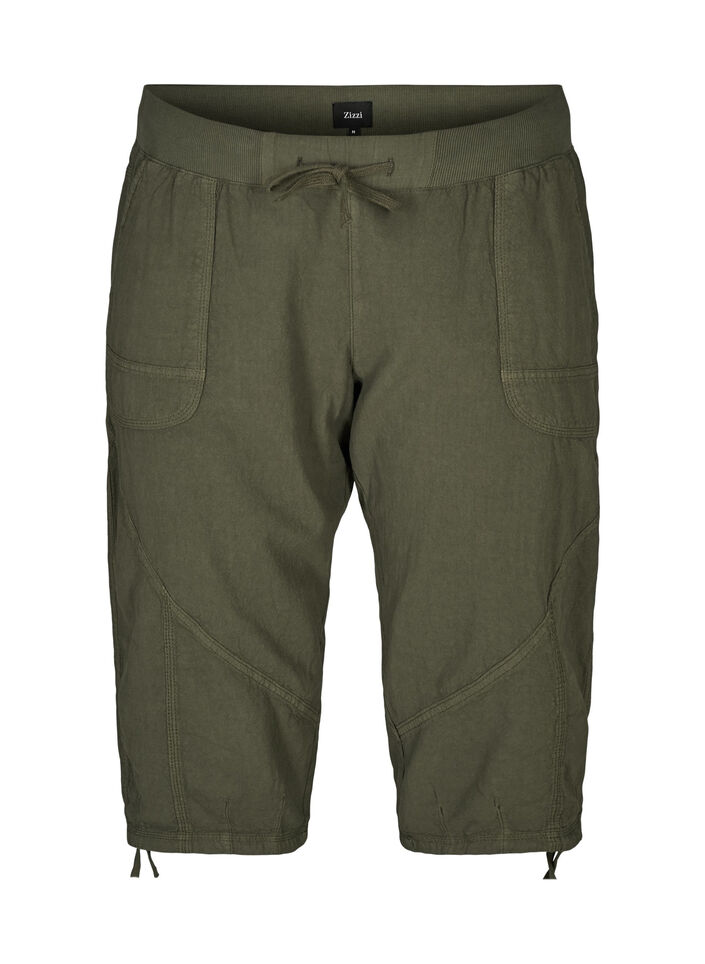 Bawelniane spodnie capri, Zielony, Packshot image number 0