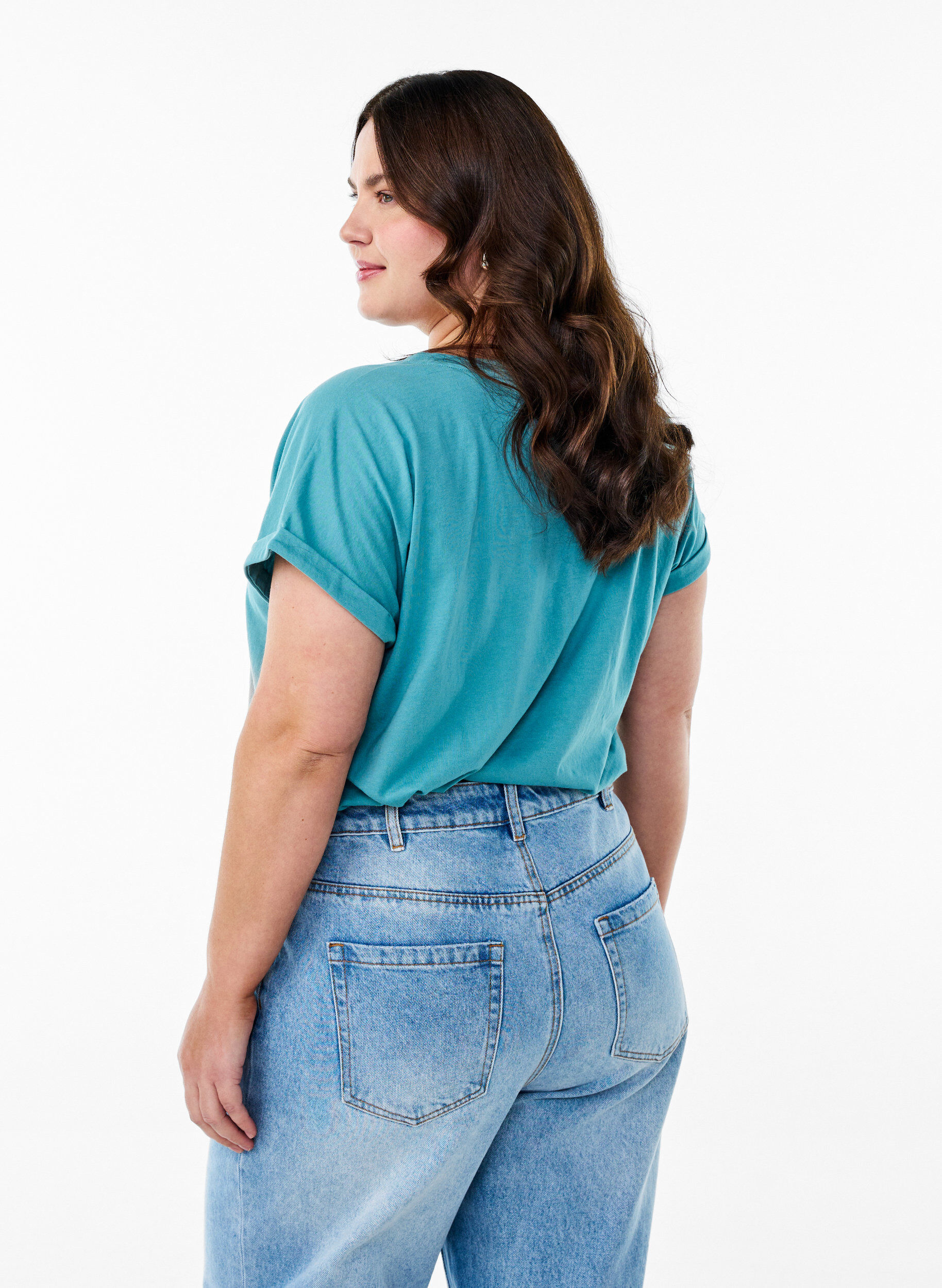 Zizzi Koszulka z kr&oacute;tkimi rekawami wykonana z mieszanki bawelny, Niebieskie, Model image number 2