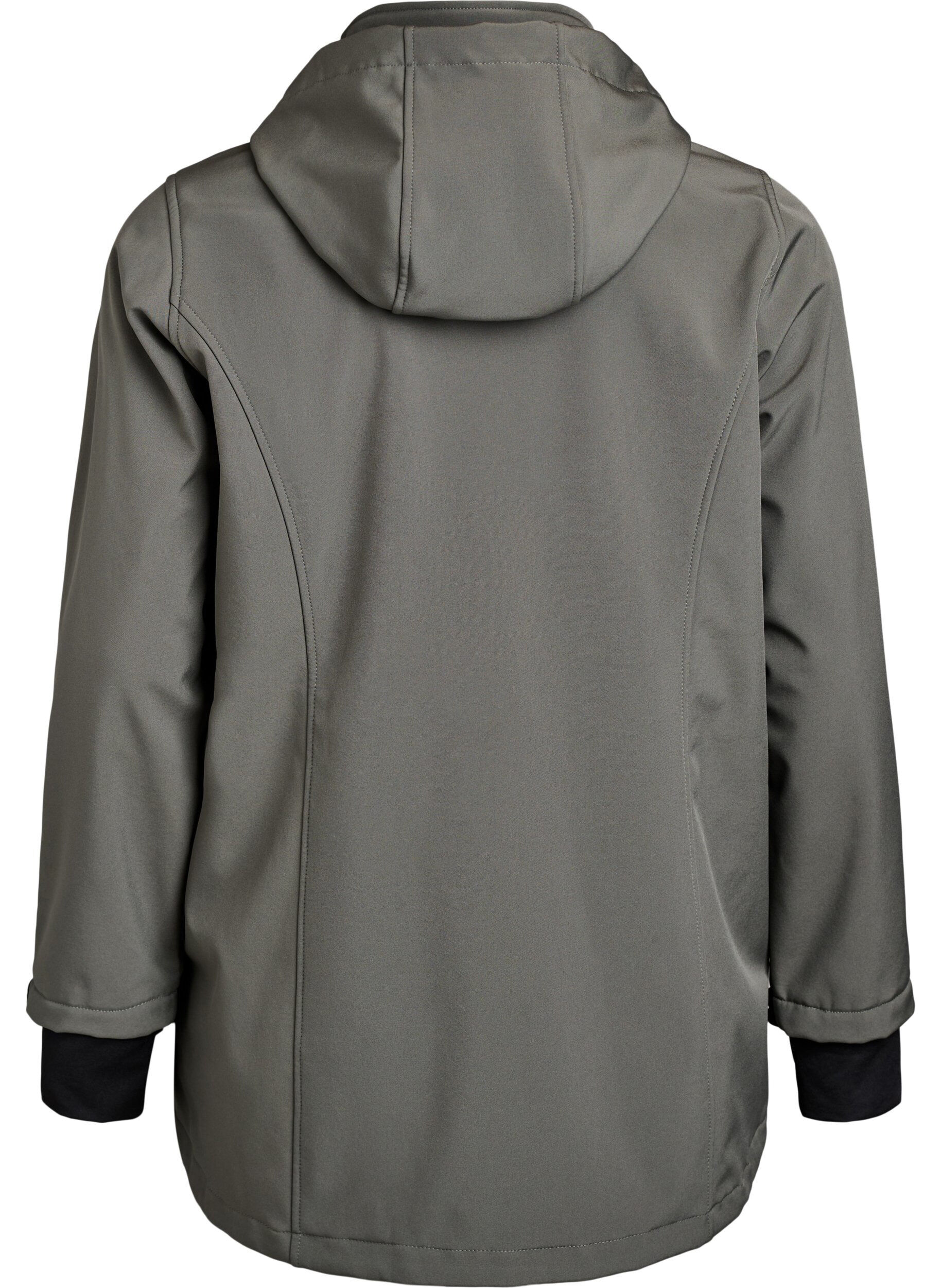 Zizzi Kr&oacute;tka kurtka softshell z odpinanym kapturem, Ciemnoszary, Packshot image number 1