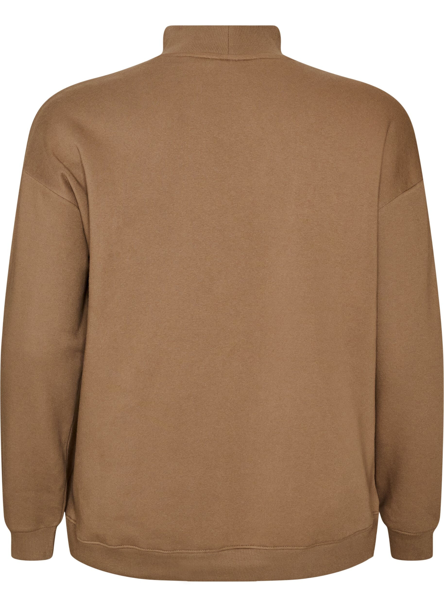 ZizziBluza z wysokim kolnierzem i sportowym motywem z przodu, Brązowy, Packshot image number 1
