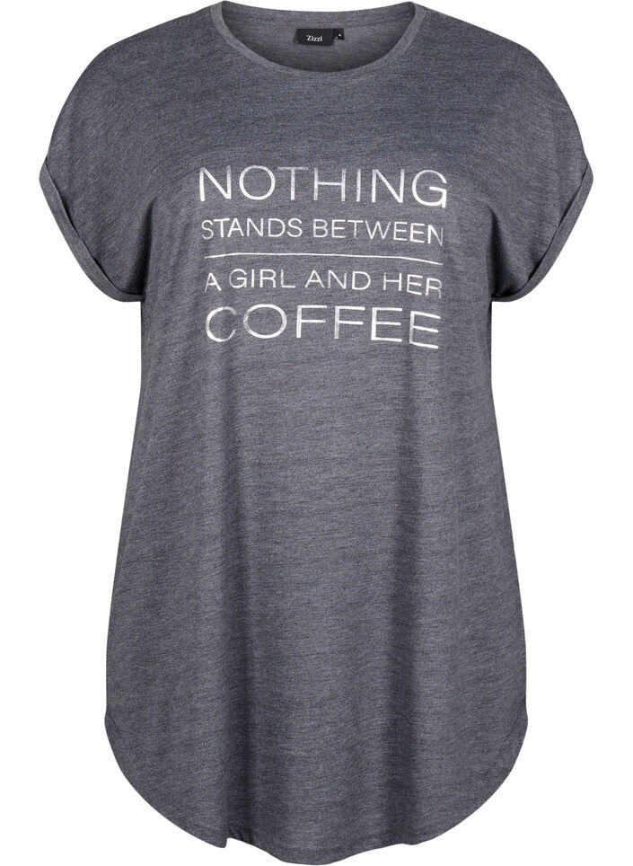 Koszula nocna z kr&oacute;tkim rekawem i nadrukiem tekstowym, , Packshot image number 0