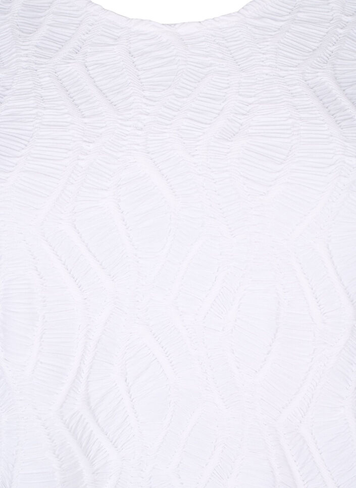 Bluzka z tekstura i krótkimi rekawami, Bright White, Packshot image number 2