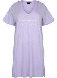 Koszula nocna z bawelny organicznej z dekoltem w szpic (GOTS)