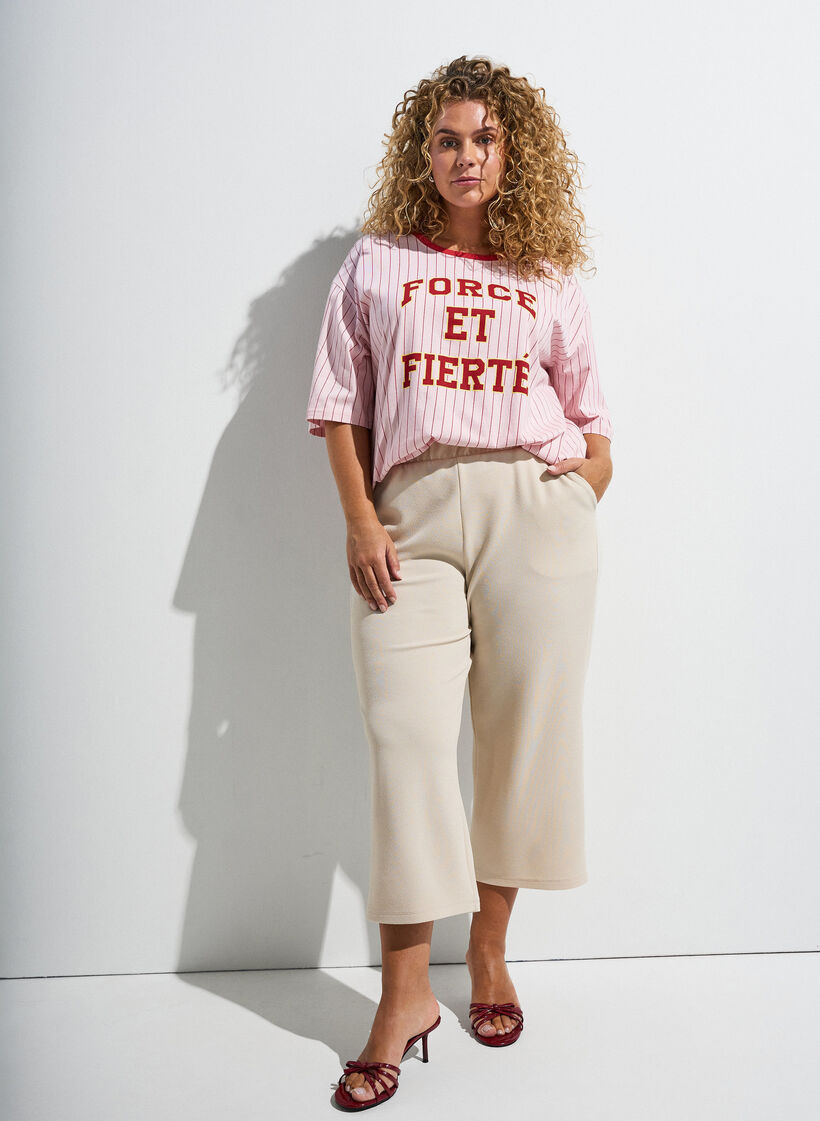 Koszulka Boxy z paskami i nadrukiem, R&oacute;żowy, Image image number 0