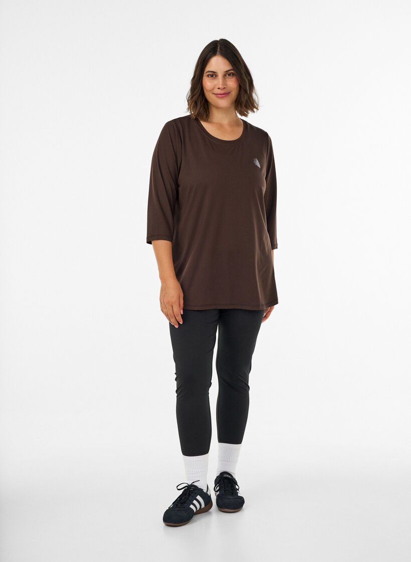 Sportowy top z rekawami 3/4, Brązowy, Model image number 1