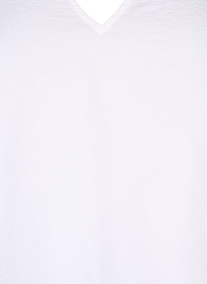 Bluzka z wiskozy z krótkim rekawem i haftem, Biały, Packshot image number 2