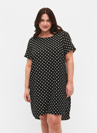 Sukienka z krótkim rekawem, Black w. Dots, Model image number 0