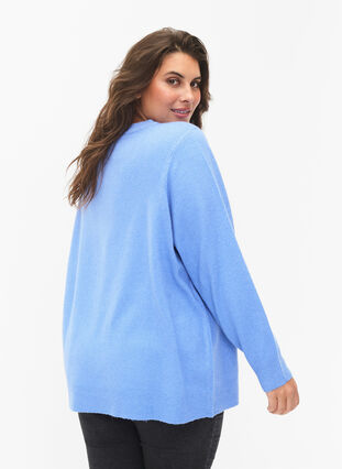 Sweter z dlugim rekawem i okraglym dekoltem, Blue Bonnet Mel., Model image number 1