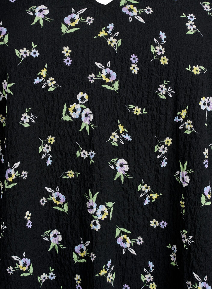 FLASH - Sukienka z krótkim rekawem i dekoltem w serek, Czarne, Packshot image number 2