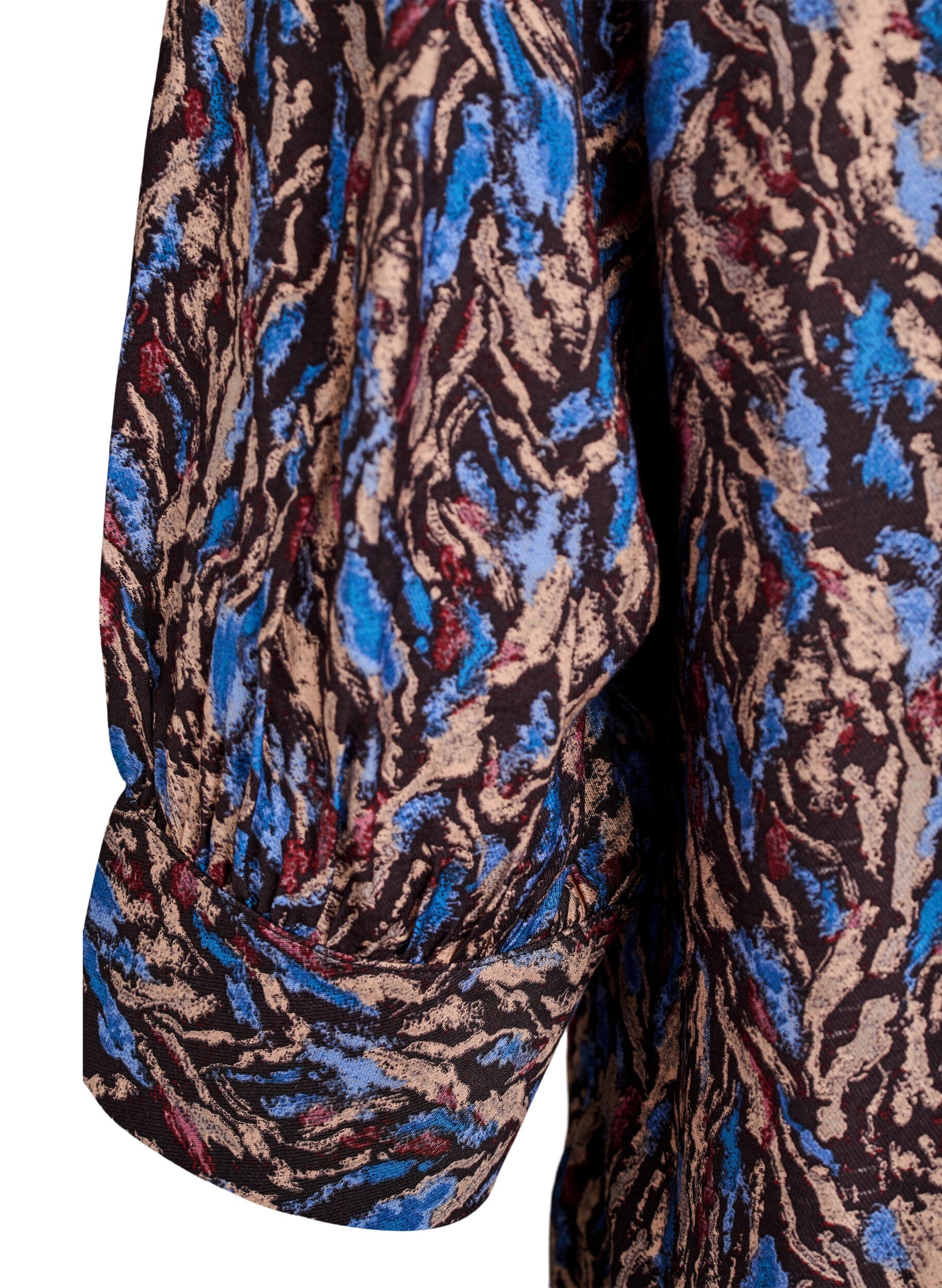 Zizzi Bluzka z dekoltem w ksztalcie litery V i 3/4-sleeves, Niebieskie, Packshot image number 3