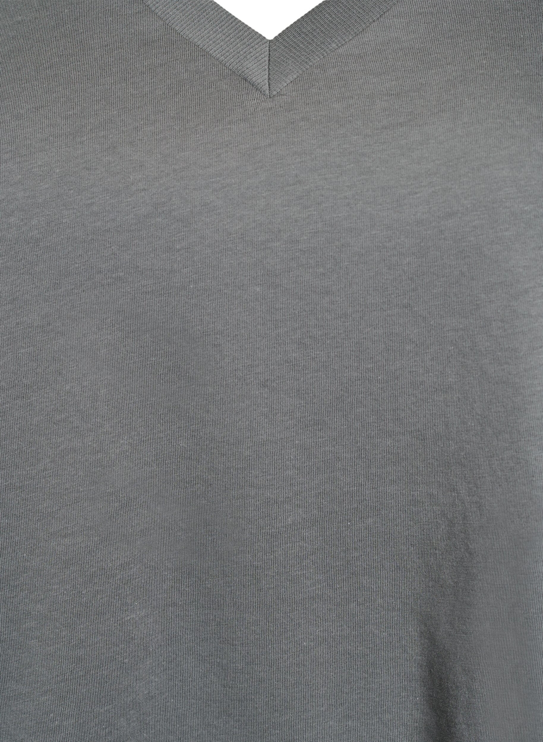 Zizzi Podstawowy bawelniany t-shirt z dekoltem w szpic, Zielony, Packshot image number 2