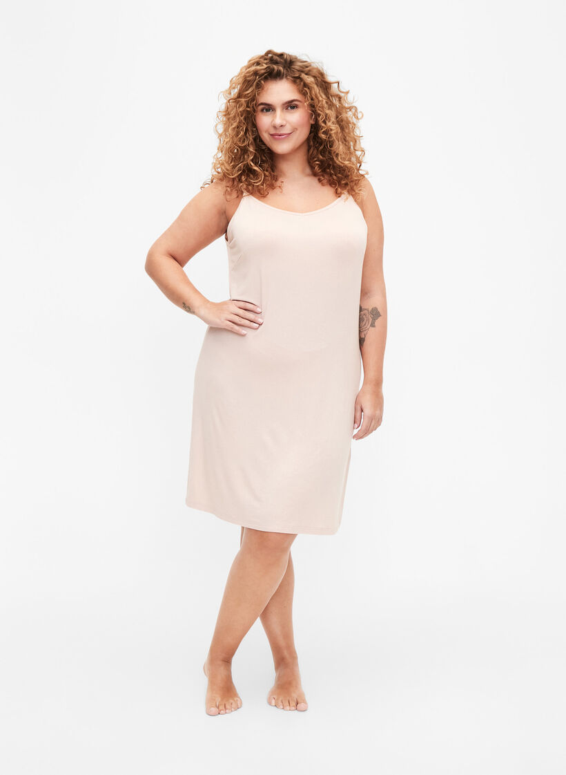 Jednokolorowa halka z wiskozy, Biały, Model image number 1